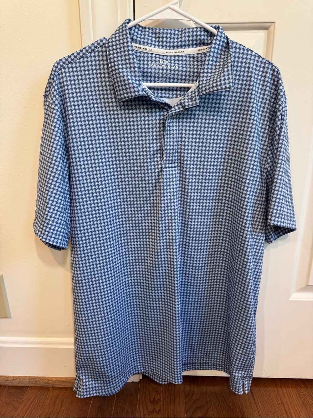 Bon Worth Men's Blue Micro-Pattern Short Sleeve Polo